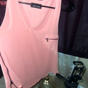 fab'rik Blush Pink Sleeveless Tank with Zip Pocket